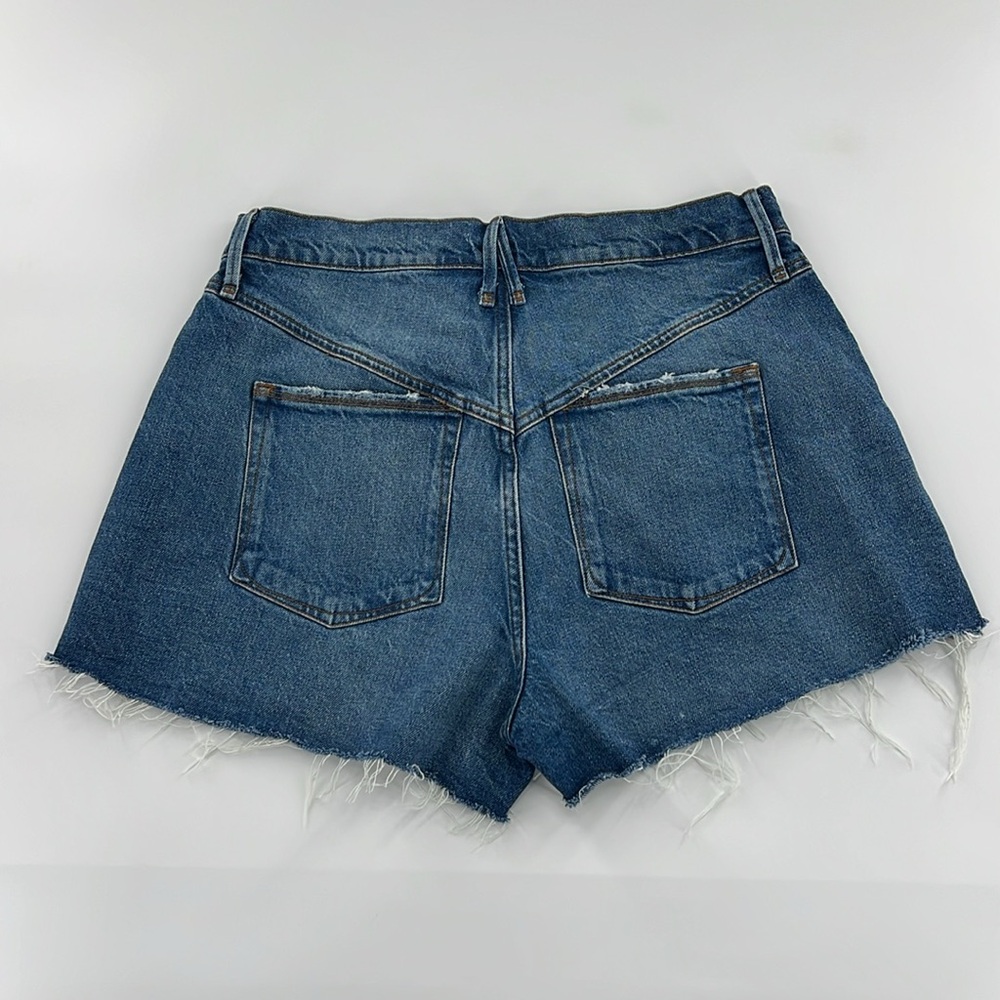 Good American shorts women Blue denim Distressed Cut-Off western cut size 8